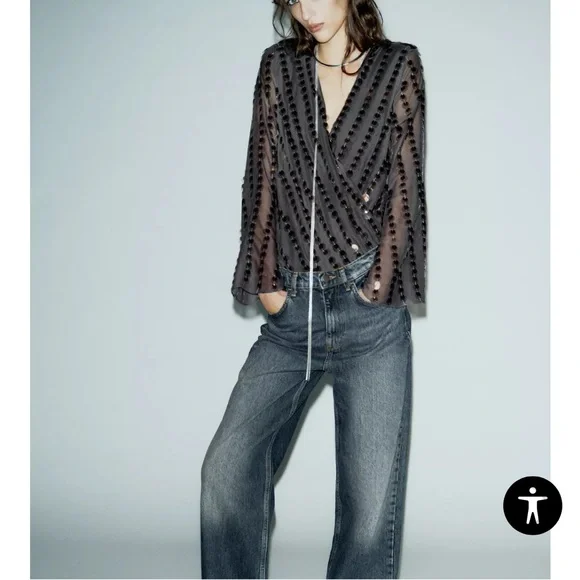 Zara sequin body suit NWT - Picture 2 of 6